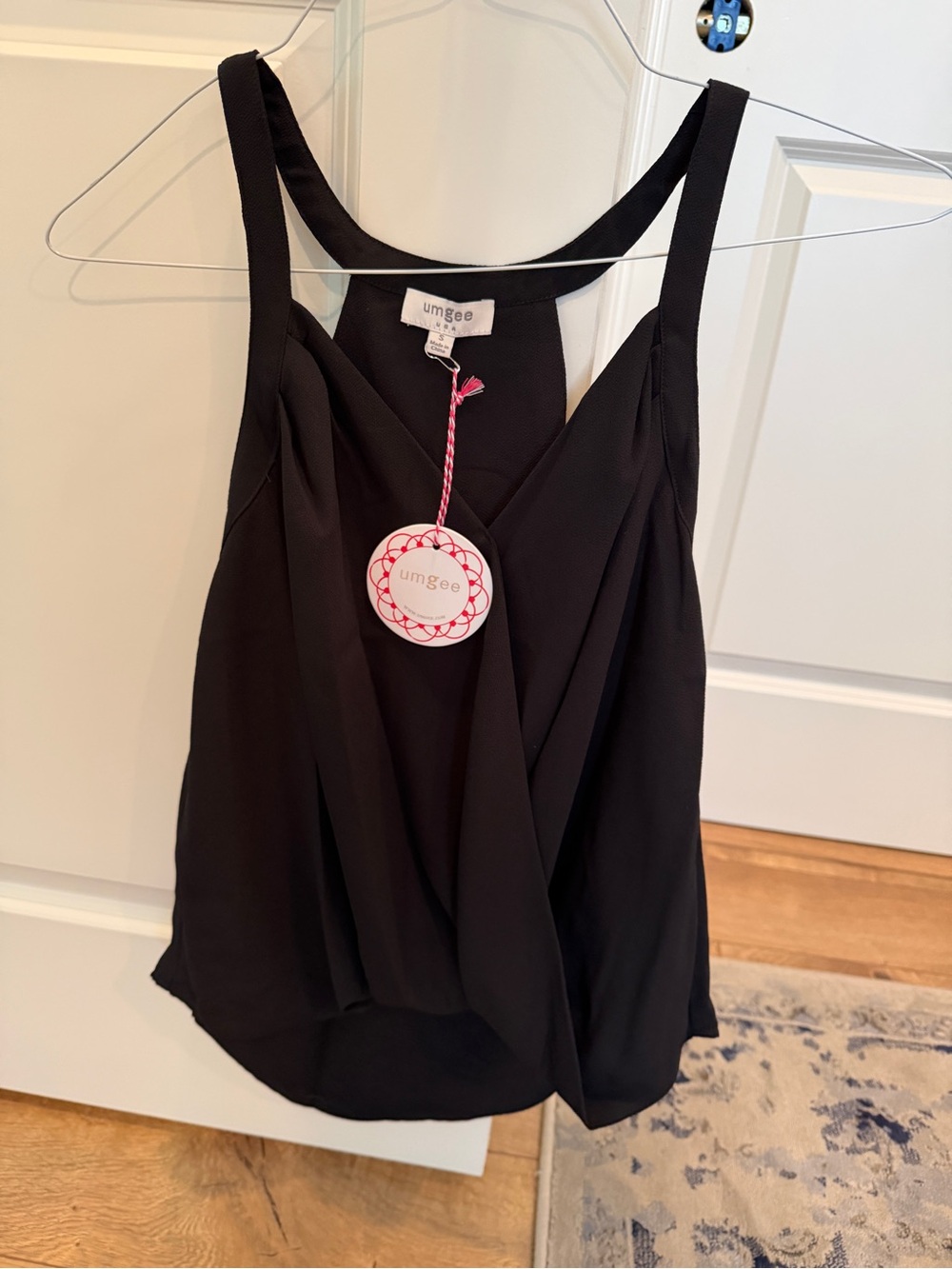 Umgee Black Draped V-Neck Camisole Tank